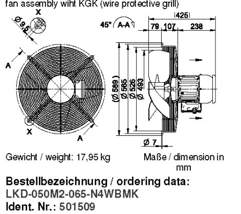 Габаритные размеры и исполнение KGV  EX(e) 500/36 T3 400V 100976